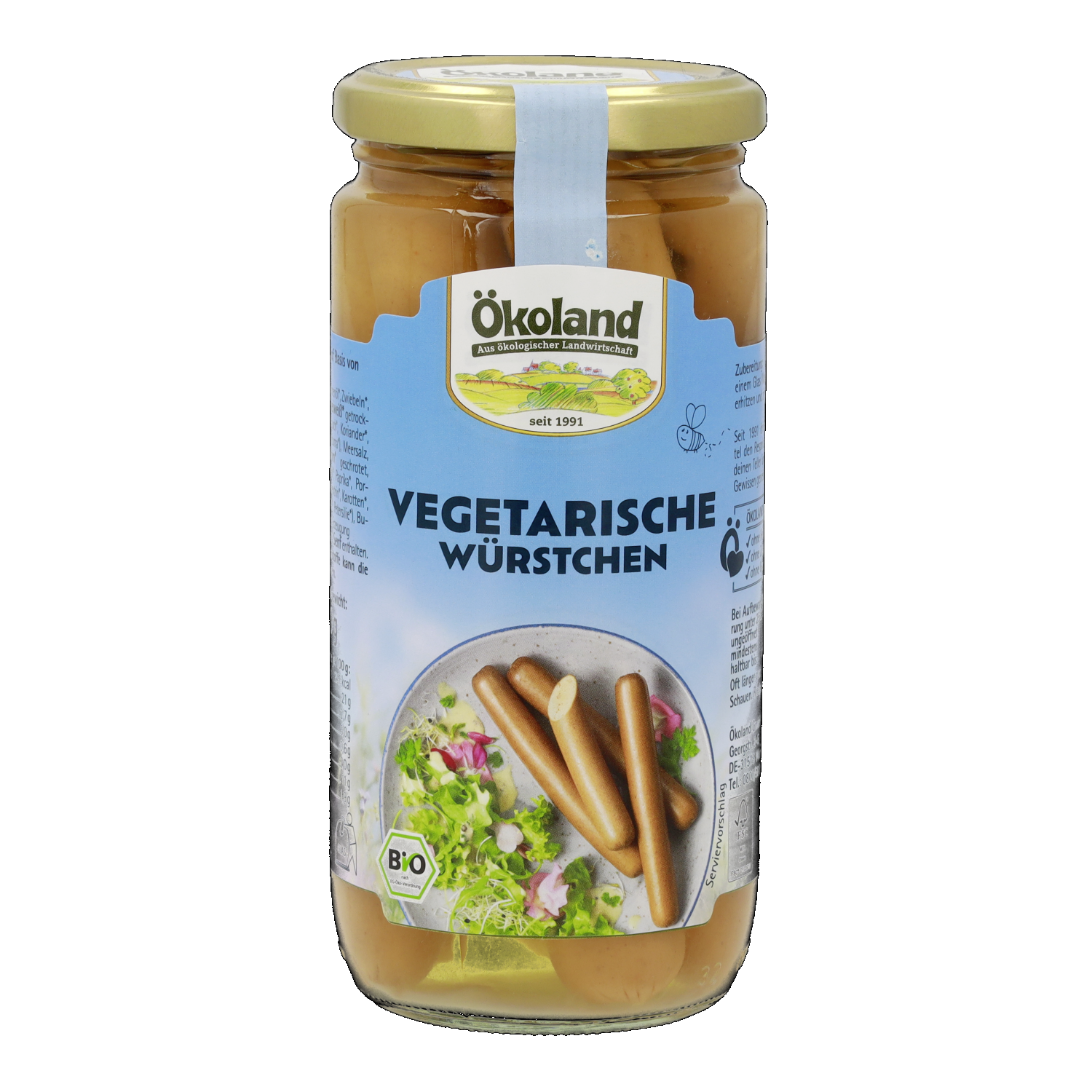 Vegetarische Würstchen auf Basis von Weizen- und Eieiweiß
