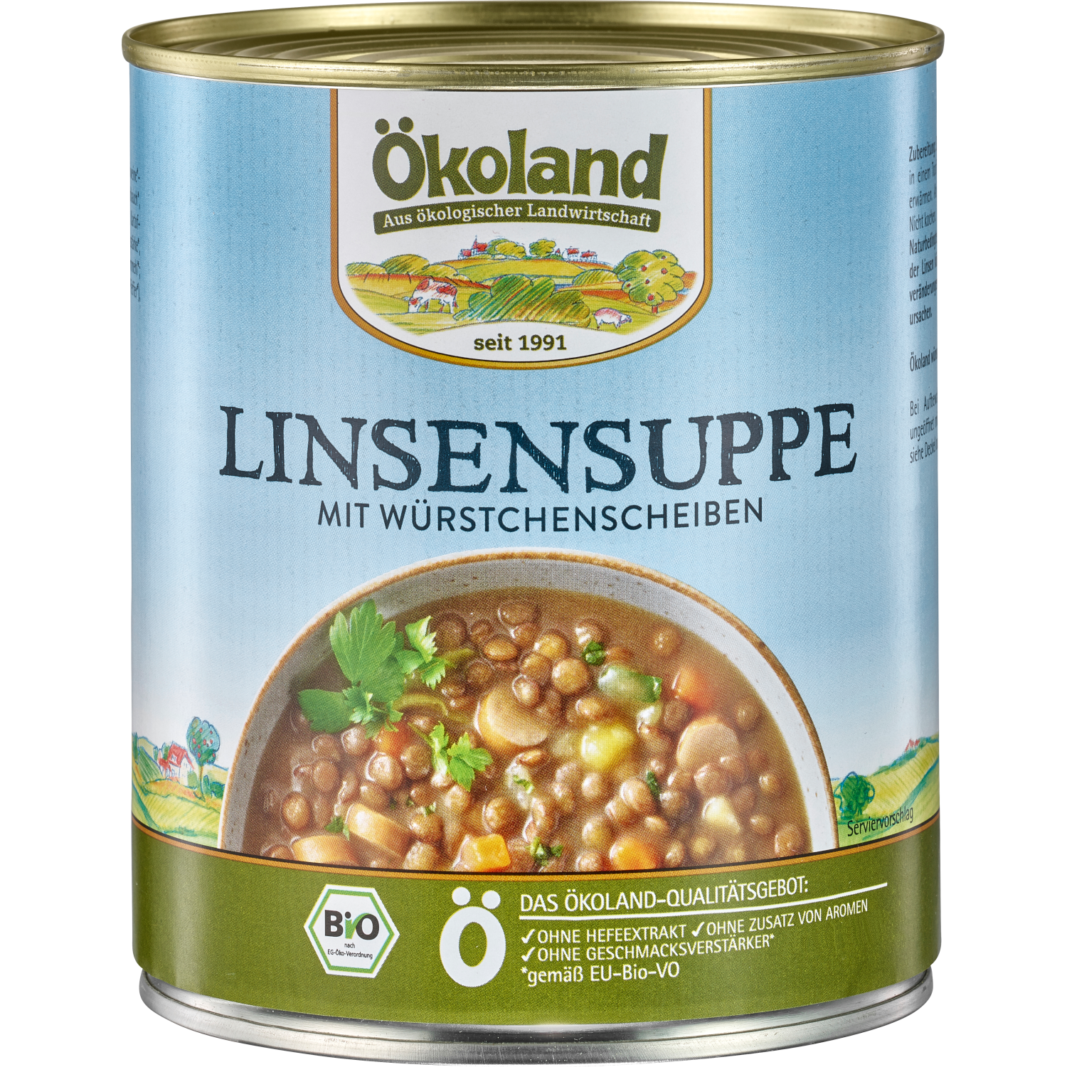 Linsensuppe mit Würstchenscheiben