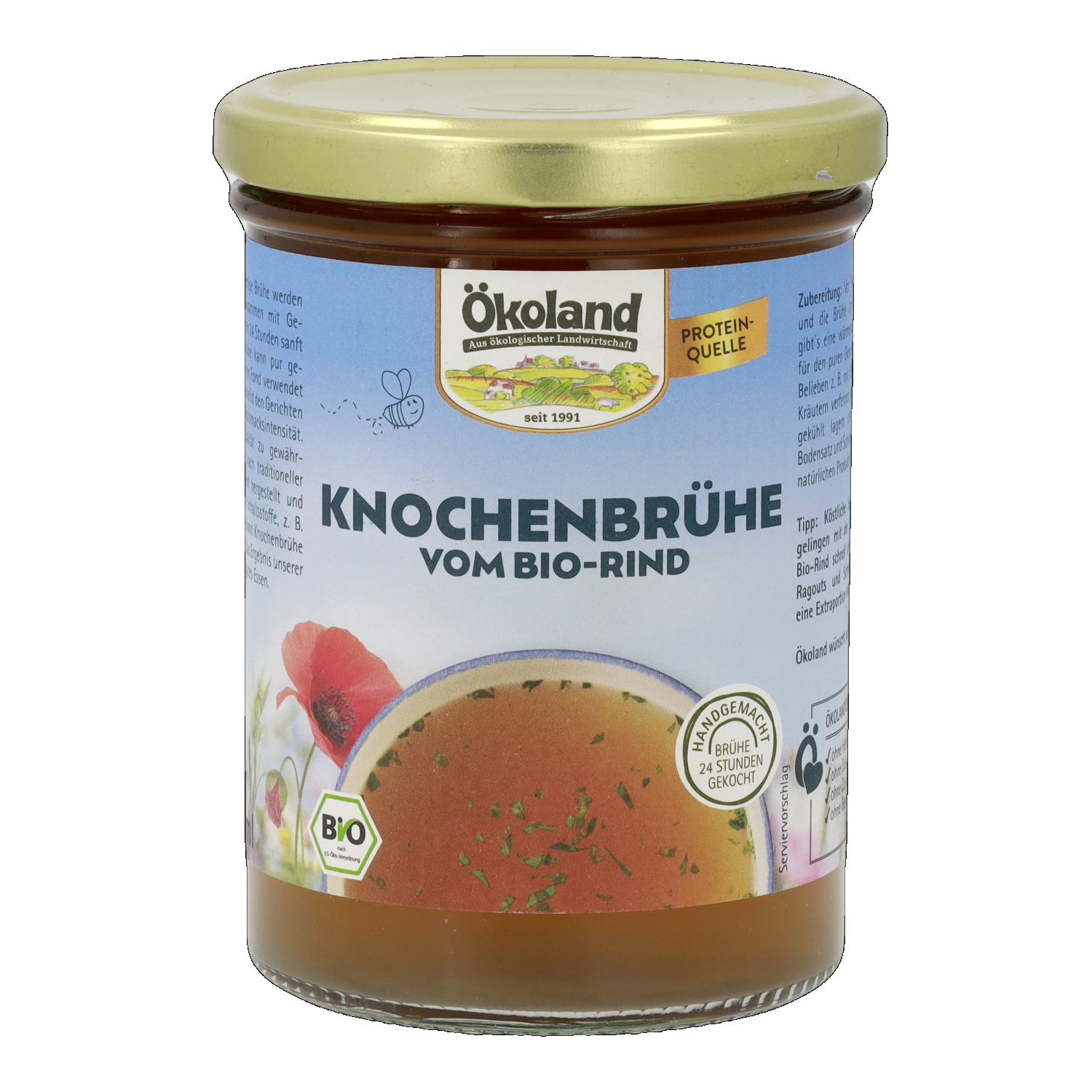 Knochenbrühe vom Bio-Rind, pur als Trinkbrühe oder als schmackhafte Basis für Suppen und andere Gerichte