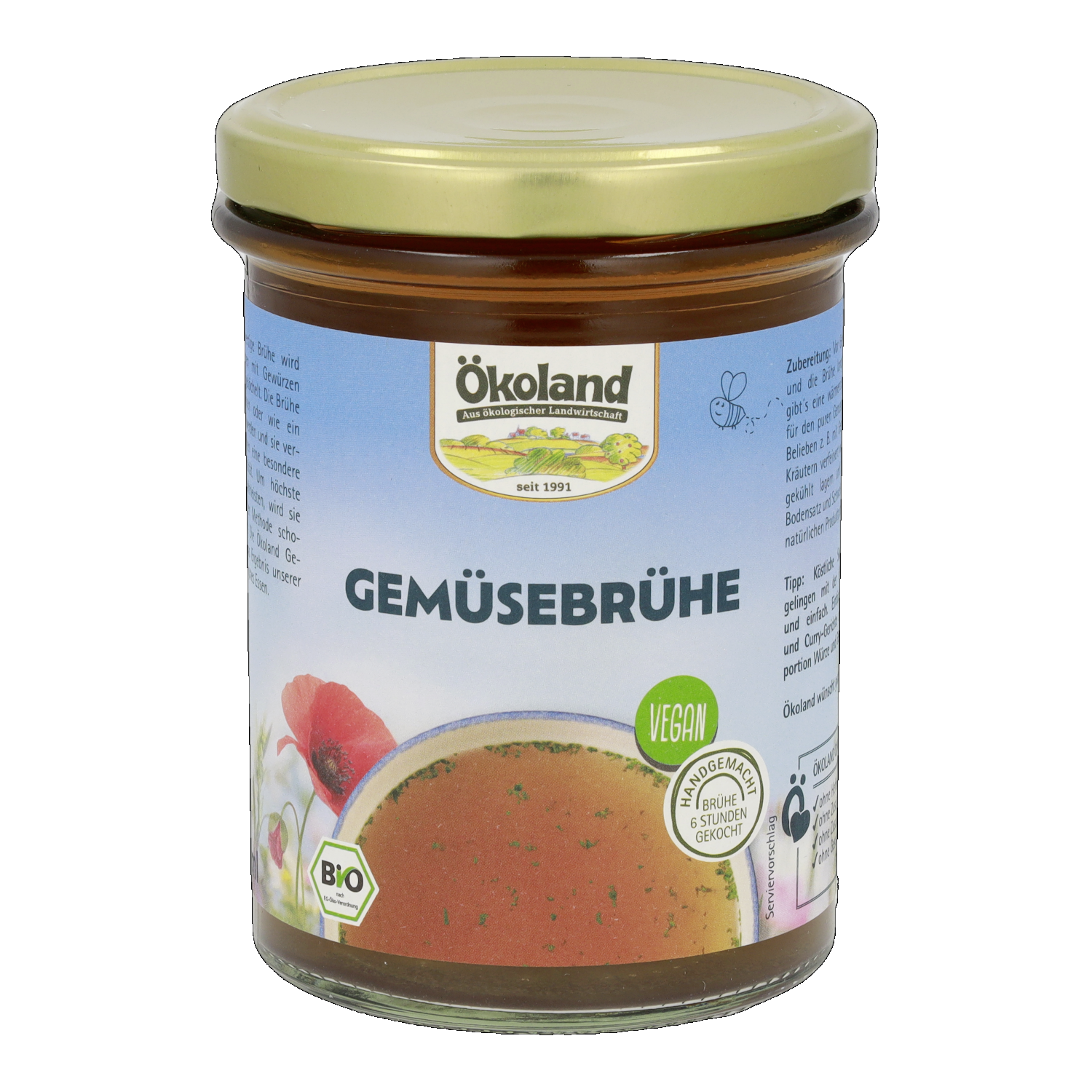 Bio Gemüsebrühe, pur als vegane Trinkbrühe oder als schmackhafte Basis für Suppen und andere Gerichte