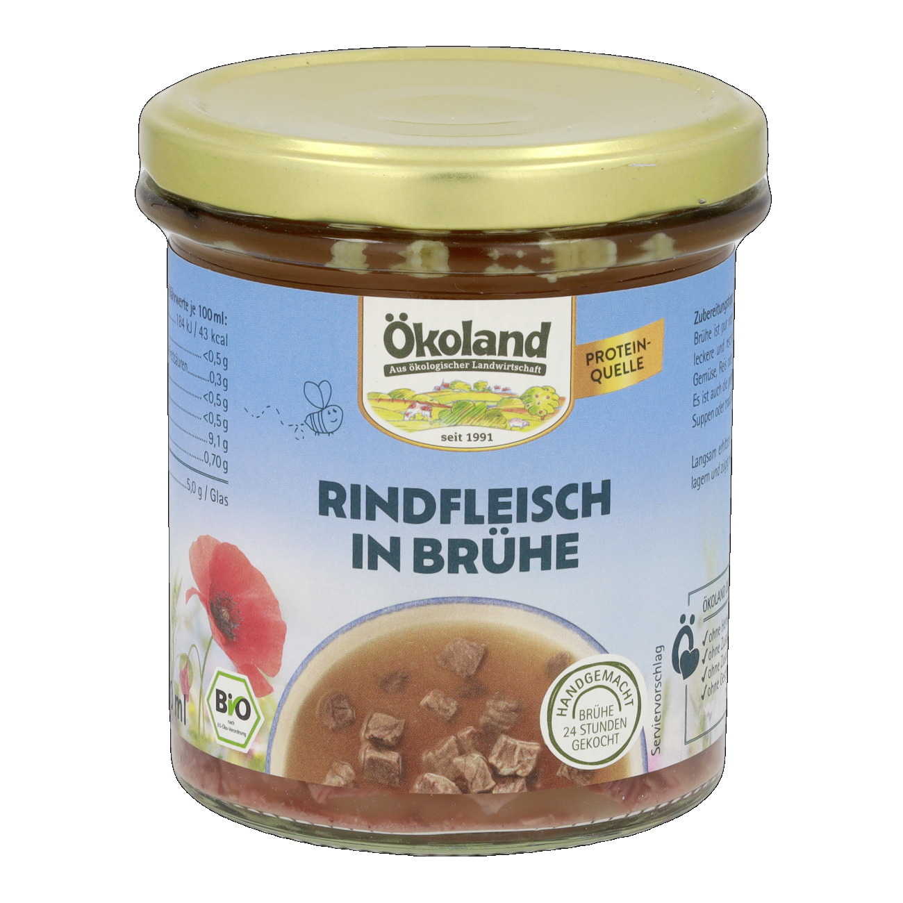 Bio Rindfleisch in Brühe, pur oder als schmackhafte Basis für Suppen und andere Gerichte