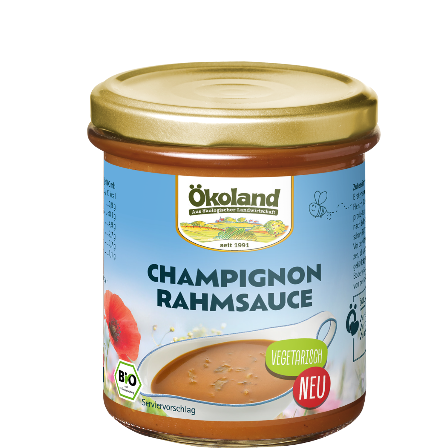 Bio Champignonsauce mit Sahne, vegetarisch, tafelfertig