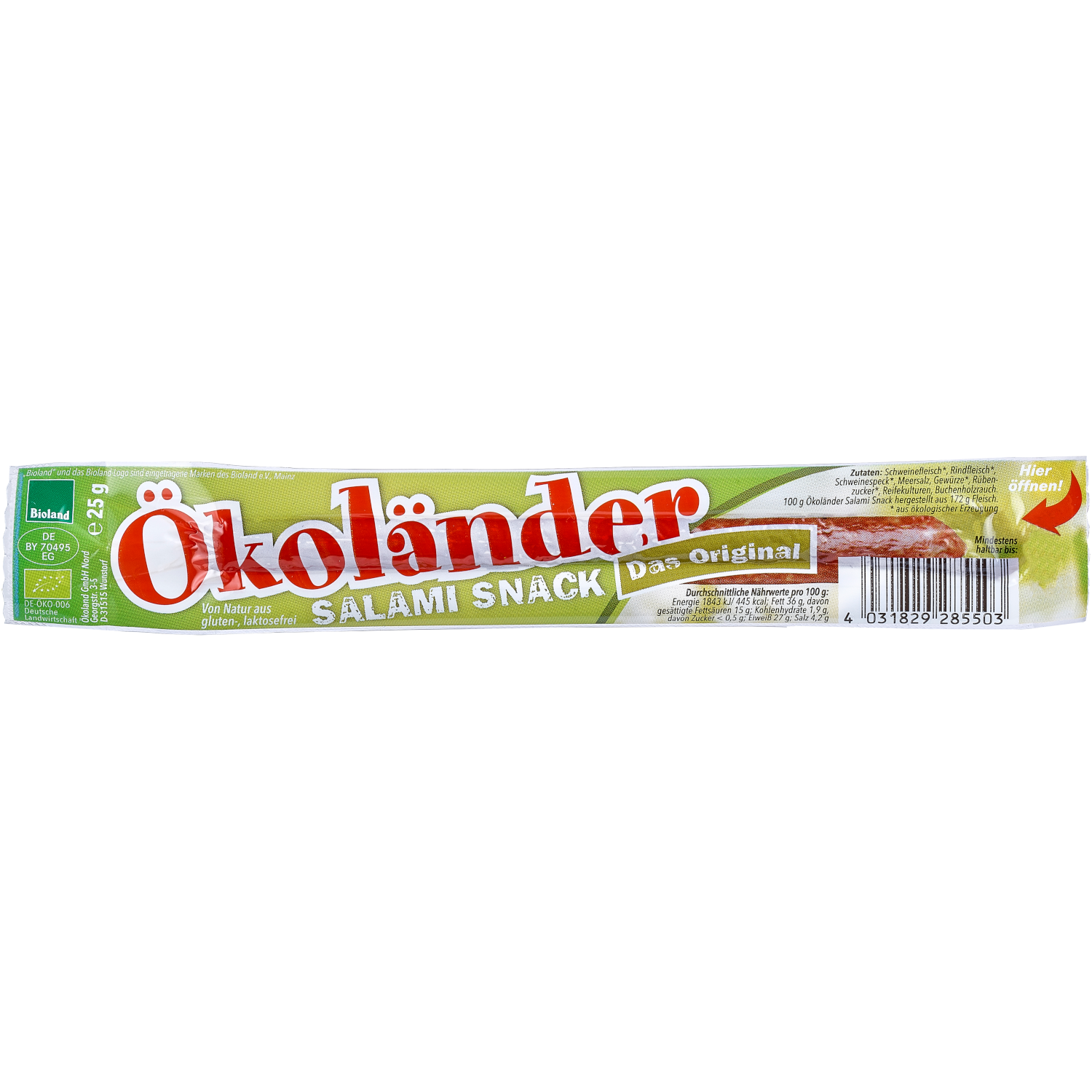 Die beiden Ökoländer Salami Snacks sind eine leckere Ergänzung zum Pausenbrot, für Picknick oder schmecken auch einfach mal zwischendurch.